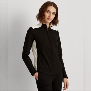 NWT Lauren Ralph Lauren Mock Neck Zip Black & Cream Jacket